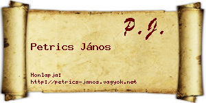 Petrics János névjegykártya