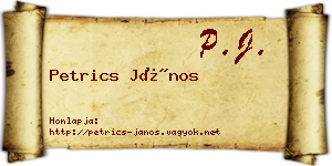Petrics János névjegykártya